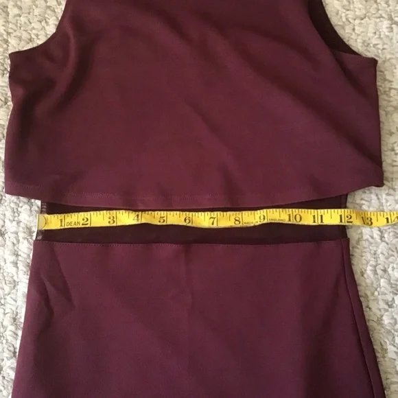 Burgundy Dress with Sheer Mid-Section - Picture 4 of 7